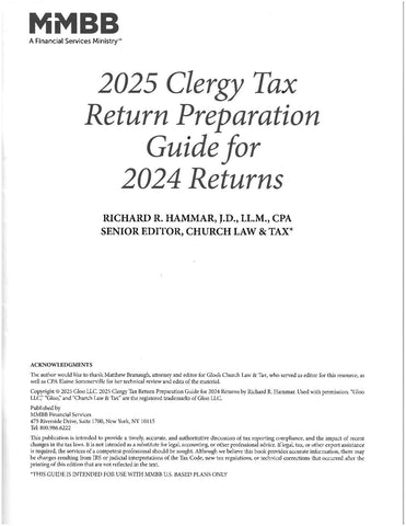 2025 Clergy Tax Return Preparation Guide for 2024 Returns
