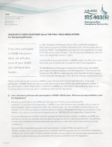 403(b) FAQs for Wandering Ministers ( print on Demand)